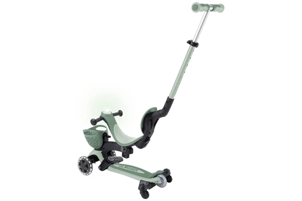 Met duwstang en extra zijwieltjes